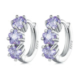 925 Silver Flower Purple Zircon Ear Buckles Platinum Earrings