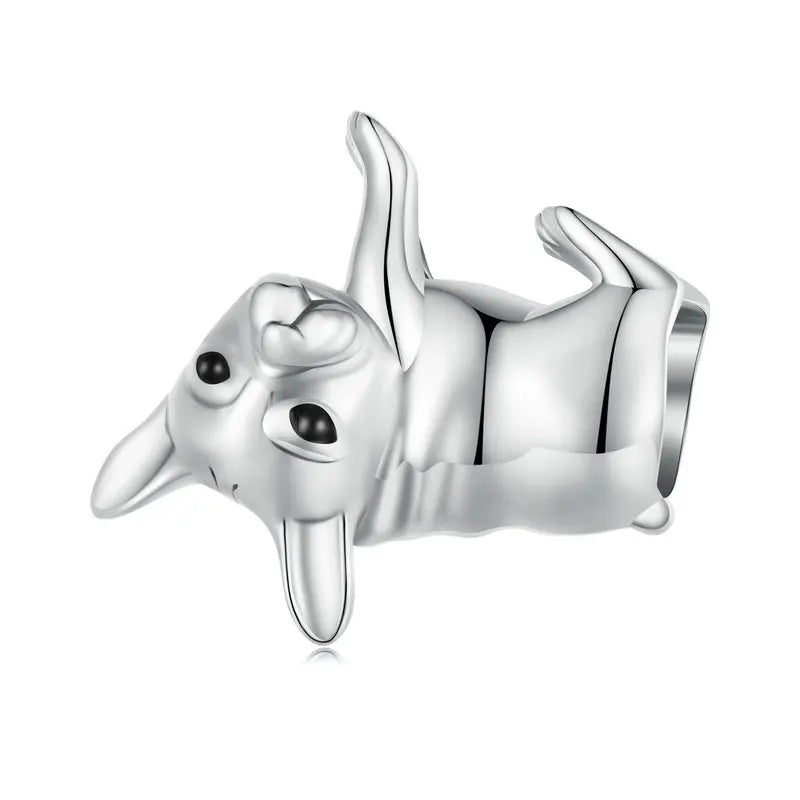 925 Silver Golden Retriever Dog Charm Pink Heart Pendant