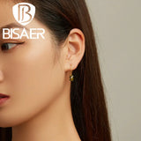 925 Silver Green Zircon Stud Earrings Hook Ear Plated Women Party Jewelry