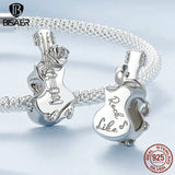 Vintage Guitar Charm Bead Platinum Plated Musical Note Pendant