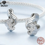Vintage Guitar Charm Bead Platinum Plated Musical Note Pendant