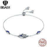 925 Silver Hamsa Hand Chain Link Bracelet Lucky Women Bracelet ECB076