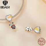 925 Silver Charm 4-Leaf Clover Luck Love Pendant Bracelet DIY Jewelry