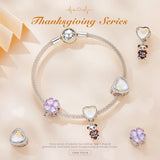 925 Silver Charm 4-Leaf Clover Luck Love Pendant Bracelet DIY Jewelry