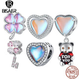 925 Silver Charm 4-Leaf Clover Luck Love Pendant Bracelet DIY Jewelry