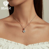 925 Silver Heart Pendant Necklace & Zircon Neck Chains For Women