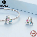 925 Silver Letter Flowers Charm Rainbow Pendant for DIY Jewelry