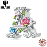 925 Silver Letter Flowers Charm Rainbow Pendant for DIY Jewelry
