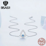 925 Silver Devil's Eye Necklace Platinum Lucky Chain