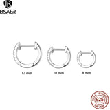 925 Sterling Silver Hoop Earrings Zircons Small Huggie Studs