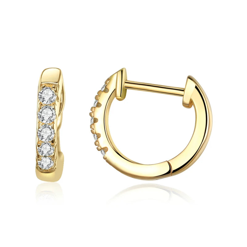 925 Sterling Silver Hoop Earrings Zircons Small Huggie Studs
