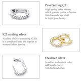 925 Sterling Silver Hoop Earrings Zircons Small Huggie Studs