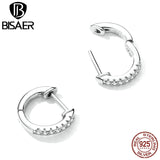 925 Sterling Silver Hoop Earrings Zircons Small Huggie Studs
