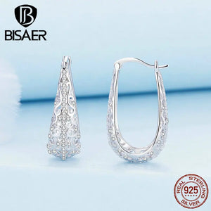 925 Sterling Silver Vintage Pattern Hoop Earrings Women Wedding