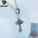 925 Silver Jesus Cross Charm Zircon Retro Pendant DIY Fine Jewelry