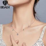 925 Silver Daisy Necklace Green Zircon Adjustable Chain Fine Jewelry