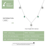925 Silver Daisy Necklace Green Zircon Adjustable Chain Fine Jewelry