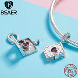 925 Silver Heart Box Charms Forever Love Beads Fit Bracelets ECC980