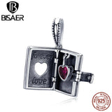 925 Silver Heart Box Charms Forever Love Beads Fit Bracelets ECC980