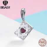925 Silver Heart Box Charms Forever Love Beads Fit Bracelets ECC980