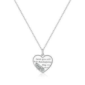 925 Silver Love Heart Necklace Jewelry Gift for Women ECN442
