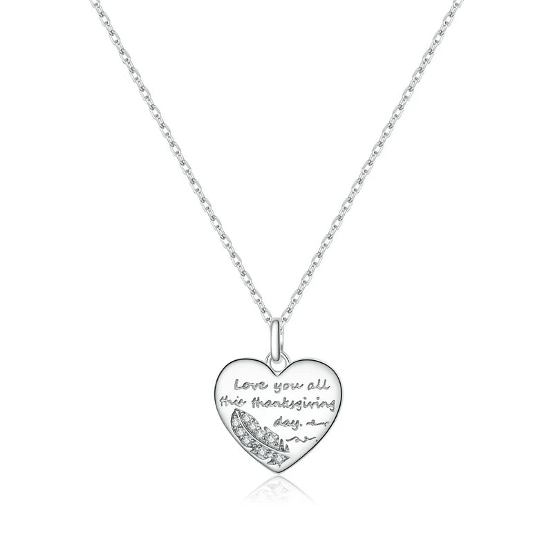 925 Silver Love Heart Necklace Jewelry Gift for Women ECN442