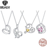 925 Silver Love Heart Necklace Jewelry Gift for Women ECN442