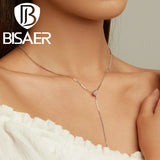 925 Silver Love Necklace Heart Zircon Platinum Plated Women Jewelry