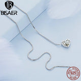925 Silver Love Necklace Heart Zircon Platinum Plated Women Jewelry