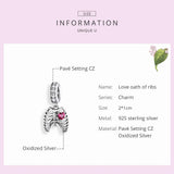 925 Sterling Silver Love Skeleton Charms Pendant