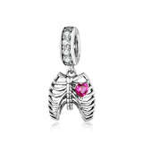 925 Sterling Silver Love Skeleton Charms Pendant