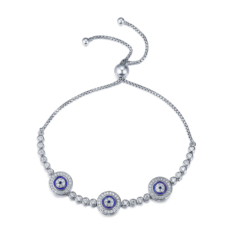 925 Silver Lucky Demon Eyes Bracelet Evil Eyes Chain Tennis