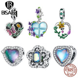 925 Silver Lucky Heart Butterfly Love Pendant Bead DIY Bracelet Necklace