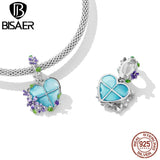 925 Silver Lucky Heart Butterfly Love Pendant Bead DIY Bracelet Necklace