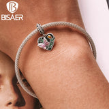 925 Silver Lucky Heart Butterfly Love Pendant Bead DIY Bracelet Necklace