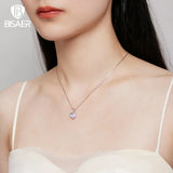 925 Silver Melting Heart Necklace Pendant Purple Chain Women Jewelry