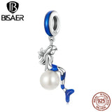 925 Silver Mermaid Pearl Charm Pendant for Bracelet