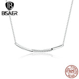 925 Silver Clear Zircon Wave Necklace Platinum Chain