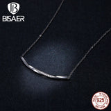 925 Silver Clear Zircon Wave Necklace Platinum Chain