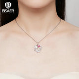 925 Silver Mother & Child Pendant Necklace Platinum Plated