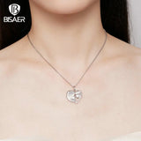 925 Silver Mother & Child Pendant Necklace Platinum Plated