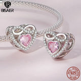 925 Silver Motherly Love Charm Bead Pendant, Platinum Plated