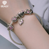 925 Silver Motherly Love Charm Bead Pendant, Platinum Plated