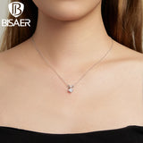 925 Silver CZ Necklace Platinum Plated Women Wedding Jewelry