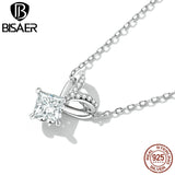 925 Silver CZ Necklace Platinum Plated Women Wedding Jewelry
