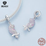 925 Silver Owl Charm Bead Flamingo Pendant Necklace Bracelet DIY