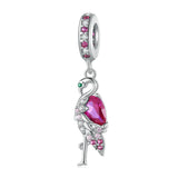 925 Silver Owl Charm Bead Flamingo Pendant Necklace Bracelet DIY