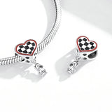 925 Sterling Silver Palm Love Heart Shaped Board Beads Charm