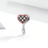 925 Sterling Silver Palm Love Heart Shaped Board Beads Charm
