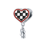 925 Sterling Silver Palm Love Heart Shaped Board Beads Charm